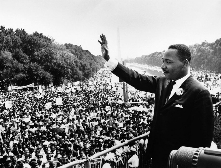 Martin Luther King Jr. addresses a crowd from the steps of the Lincoln Memorial where he delivered his famous, “I Have a Dream,” speech during the Aug. 28, 1963, march on Washington, D.C. Photo taken on Aug. 28, 1963.