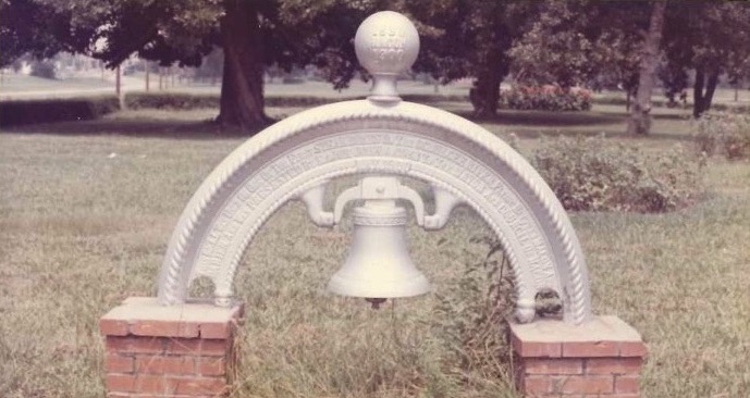 The Central City Park bell in 1973 with the bell still attached.