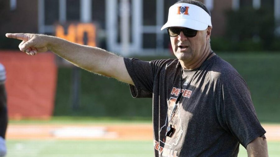 Mercer+Bears+football+head+coach+Bobby+Lamb%2C+pictured+in+this+Oct.+11%2C+2017%2C+file+photo%2C+has+reached+100+wins+in+his+coaching+career.