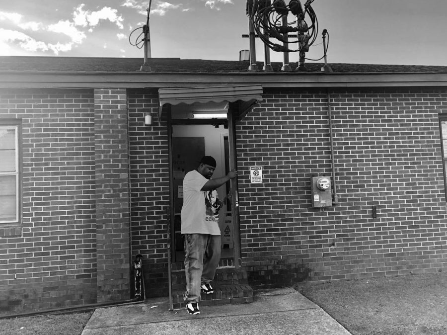 Embray Patterson steps out of his voting precinct at Glorious Hope Missionary Baptist Church on Napier Avenue in Macon.