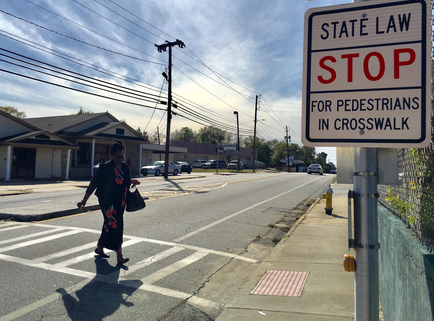 An enhanced crosswalk and median was added to Montpelier Avenue to improve pedestrian safety.