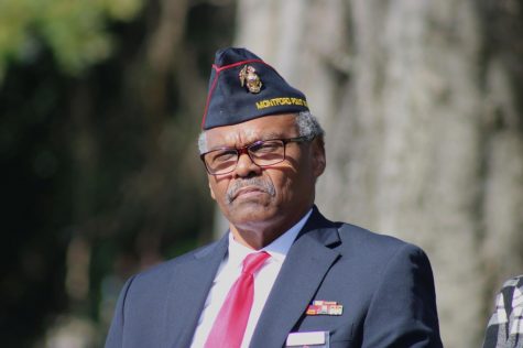 Sergeant Isaac Thomas is the featured speaker at Linwood Cemetery at the Veterans Day celebration. Sgt. Thomas is an Atlanta native who began active duty in the Marine Corps on November 1st, 1967. Photo credit: Ethan Thompson