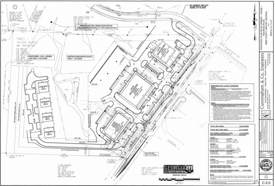 Revised site plans for the Bass Road mixed-use development show a proposed driveway for the complex off Providence Boulevard.