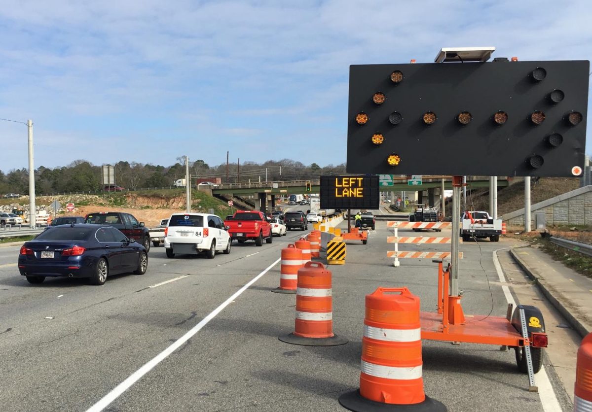The Interstate 16 West on-ramp from northbound Spring Street closed in January 2020 due to construction, forcing drivers to turn left at the Emery Highway traffic light. 
