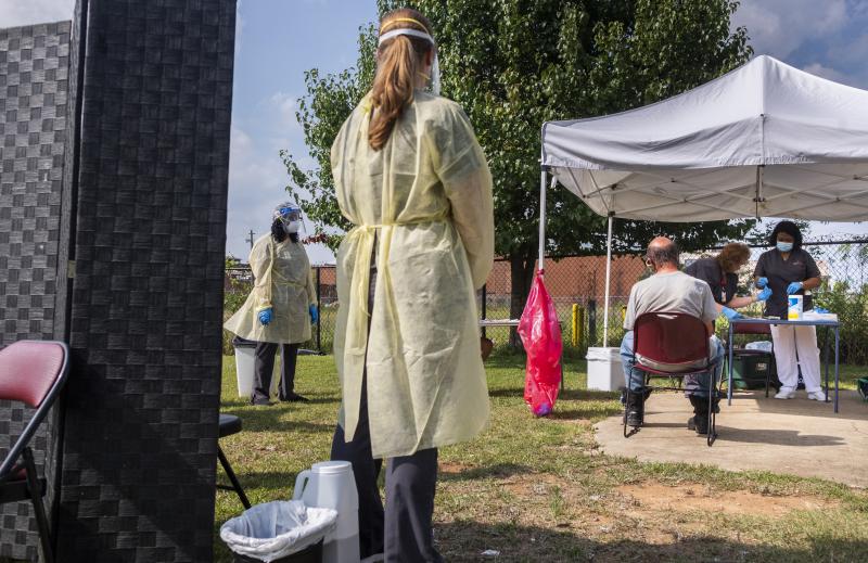 Mercer University in Macon conducted pop up coronavirus testing at a homeless day center after other labs turned people away for not having a car for drive up tests.