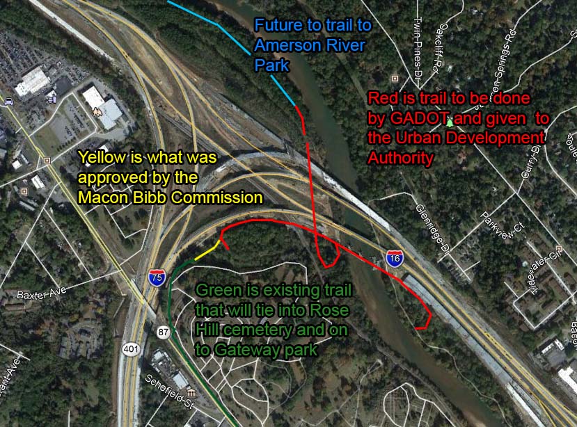 Eventually, the Georgia Department of Transportation will link the two trail systems together with a pedestrian bridge over the Ocmulgee.
