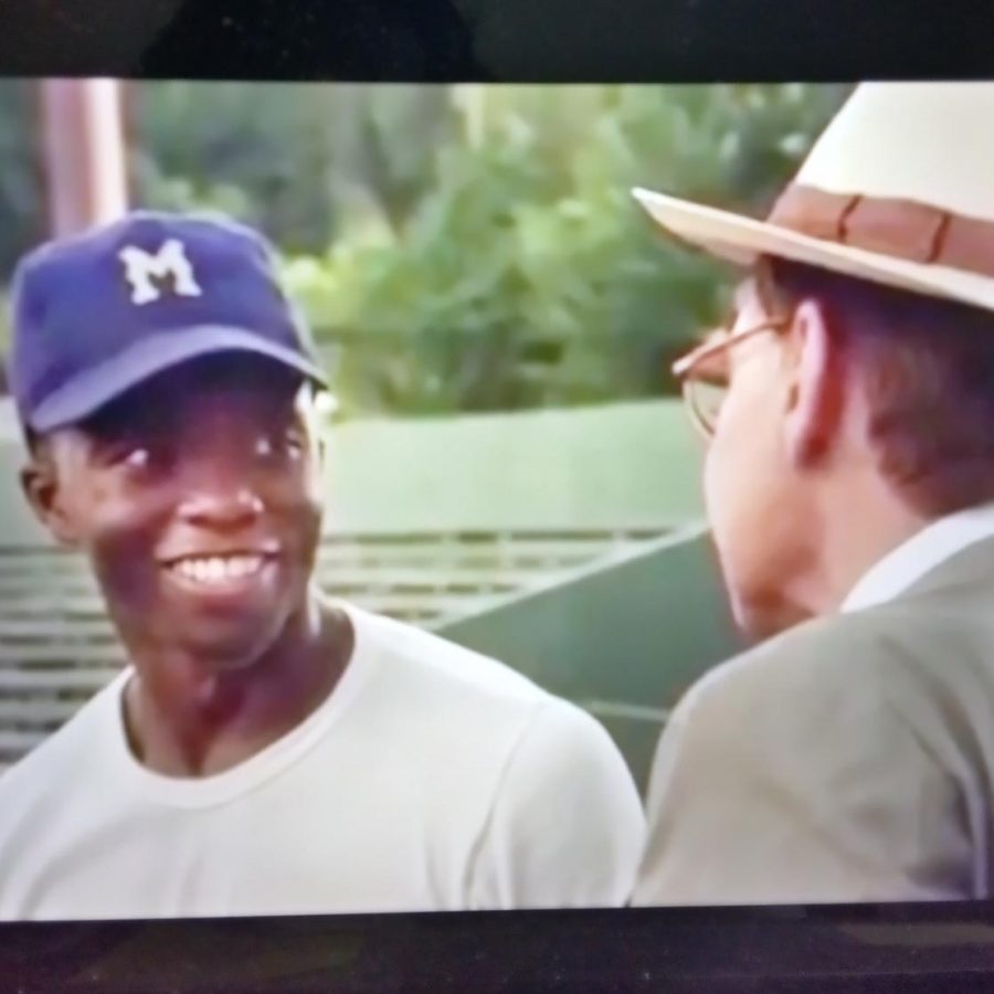 Chadwick Boseman in a scene from the movie 42 where parts of it was filmed at Luther Williams Field in Macon.