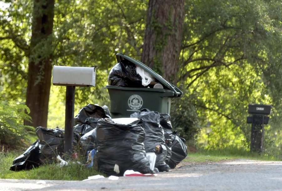 The trash was placed at the curb on Laura Ann Place off of Forest Hill Road earlier this month.