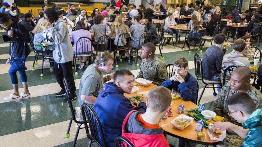 Students eat lunch recntly at Rutland High School. Rutland High and Rutland Middle School are the most racially balanced schools in the Bibb County school system.