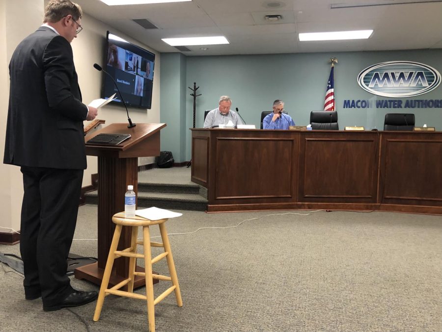 Former district attorney David Cooke shares new information Thursday about the conduct of Macon Water Authority District 2s Desmond Brown, who was removed from committees at the called meeting.