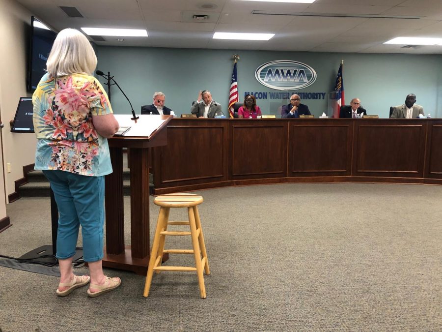 South Bibb County Nowell Estates resident Mary Ann Chevalley was one of several neighbors enduring stormwater flooding who addressed the Macon Water Authority at its April meeting.