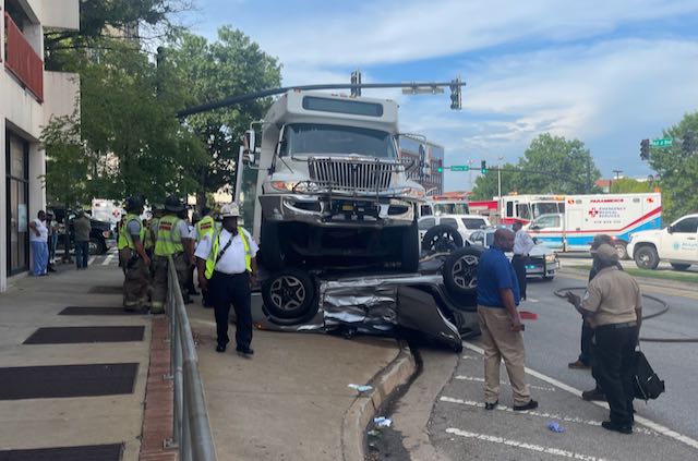 First responders shut down MLK Jr. Blvd. following the July 7 crash  that resulted in a Macon-Bibb County Transit Authority bus landing on top of an SUV.  