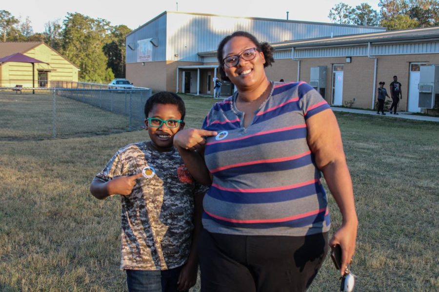 Shakeara Blackshear & Conner Trouser outside the Boys & Girls Club of Central Georgia on Nov. 8. Blackshear took her son with her to vote to show him he has a voice.