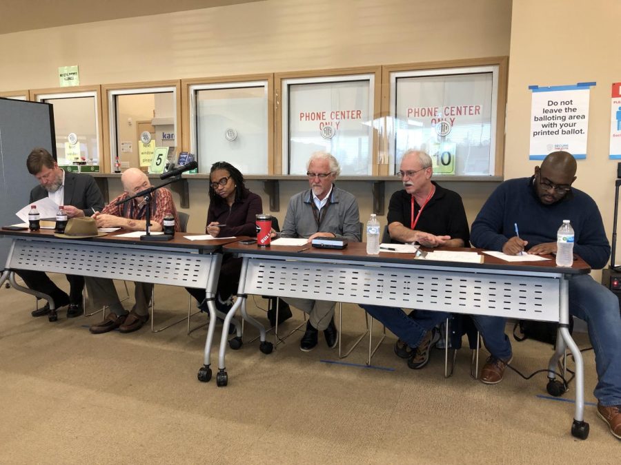 The Macon-Bibb County Board of Elections, pictured here at the December meeting, is in a legal battle with the mayor and county commission over who has the authority to select the elections supervisor. 