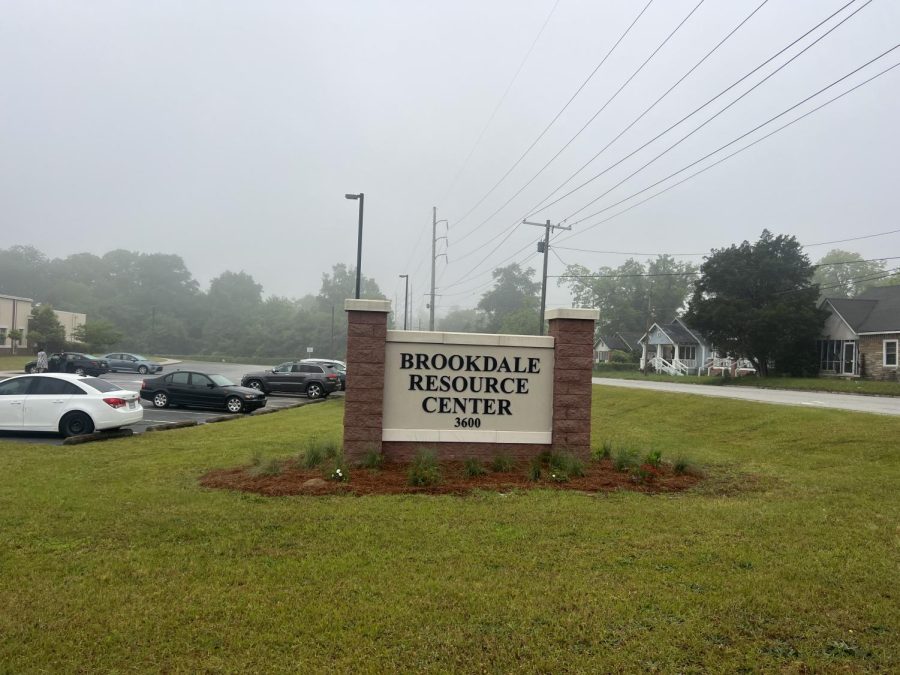 The Brookdale Resource Center signed photographed on the morning of April 27th, 2023.