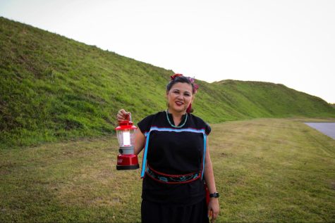 Tracie Revis, Director of Advocacy for Ocmulgee National Park and Preserve Initiative, poses for a portrait during this year’s Lantern Tour on March 24, 2023. (Photo by Sloan Aubrey