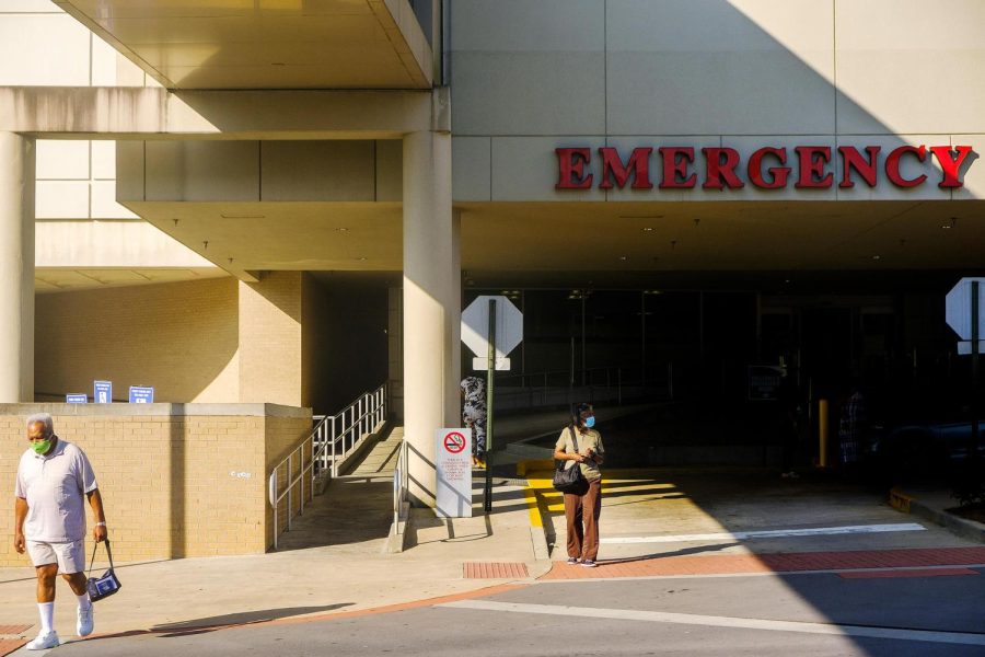 The emergency room entrance at Macons Atrium Health Navicent The Medical Center, a Level 1 designated trauma center, on July 16, 2020. (Grant Blankenship/GPB News)