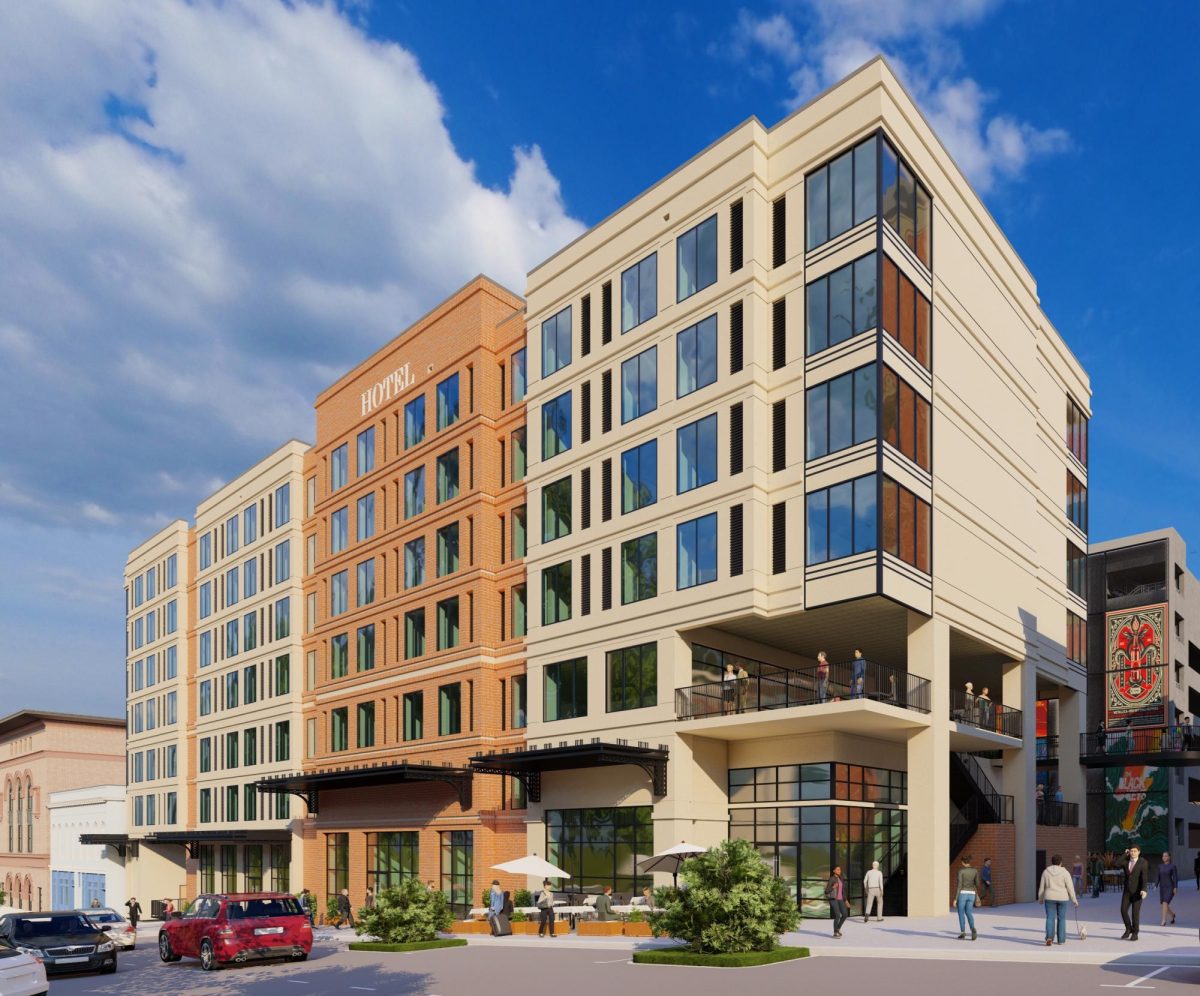 The Central City Commons development team is in final negotiations with a major hotelier for a new six-story hotel on Poplar Street between First and Second streets.