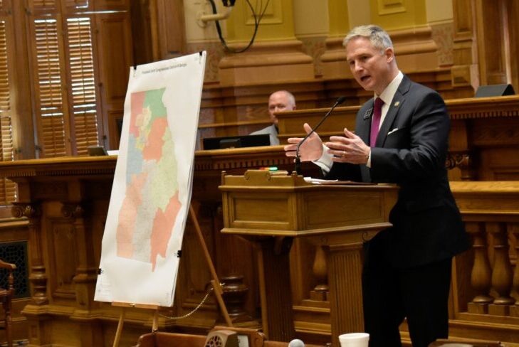 Sen. John Kennedy, who served as chair of the Senate Redistricting Committee, promotes the GOP map during the 2021 special session. Ross Williams/Georgia Recorder