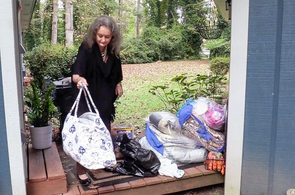 June ONeal, executive director of the Mentors Project, puts out blankets at her house on Nov. 4, 2021. The blankets were distributed to students in need.