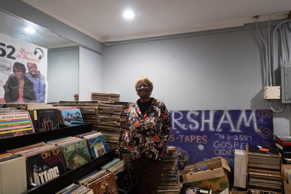 Phillis Habersham Malone poses for a portrait at The Habersham Cds Record & Tape Shop on April 8th, 2024. Phillis Habersham Malone is the 73-year-old store owner who has worked at the shop every day for 40 years. Photo provided by Alisha Mitchell