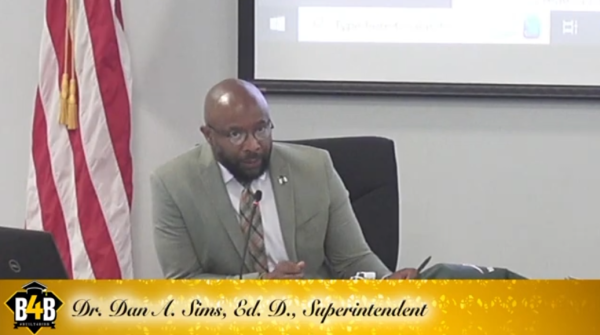 Bibb County Superintendent Dan Sims at the school board meeting July 18, 2024.