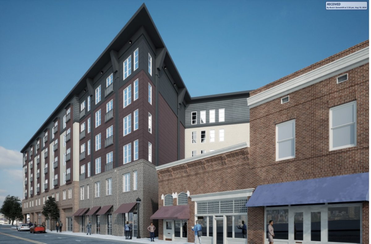 The Macon-Bibb County Planning & Zoning Commission approved the new design for a six-story, 146-unit apartment building facing D.T. Walton Sr. Way and Plum Street. 