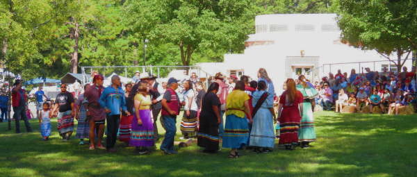 Participants in a festival events at Ocmulgee Mounds National Historic Park  