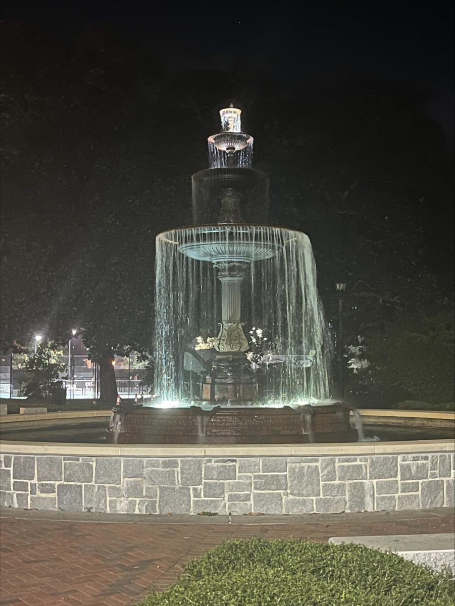 The fountain in the center of Tattnall Square Park in Macon.