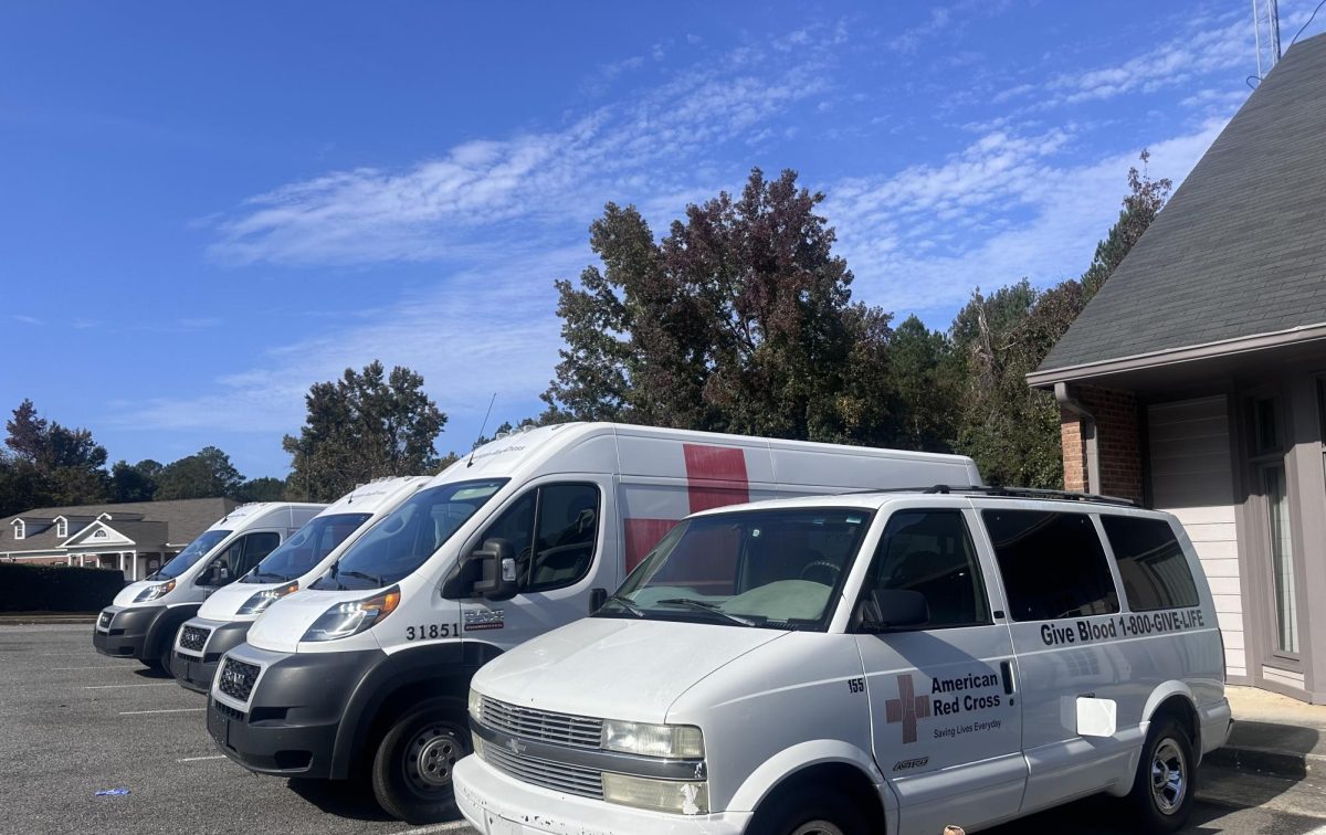 Red Cross trucks in Warner Robins at the Middle Georgia Red Cross.
