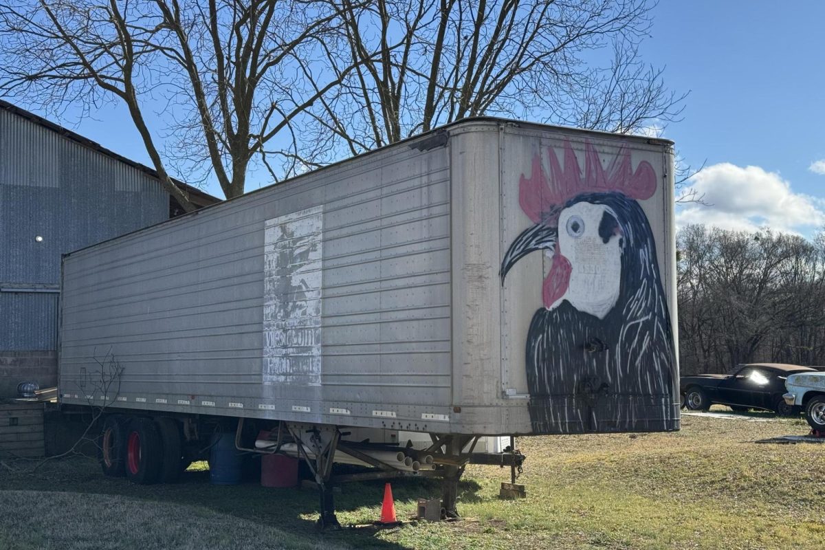 A mural of a chicken is painted on a trailer in Elbert County, Ga. 
