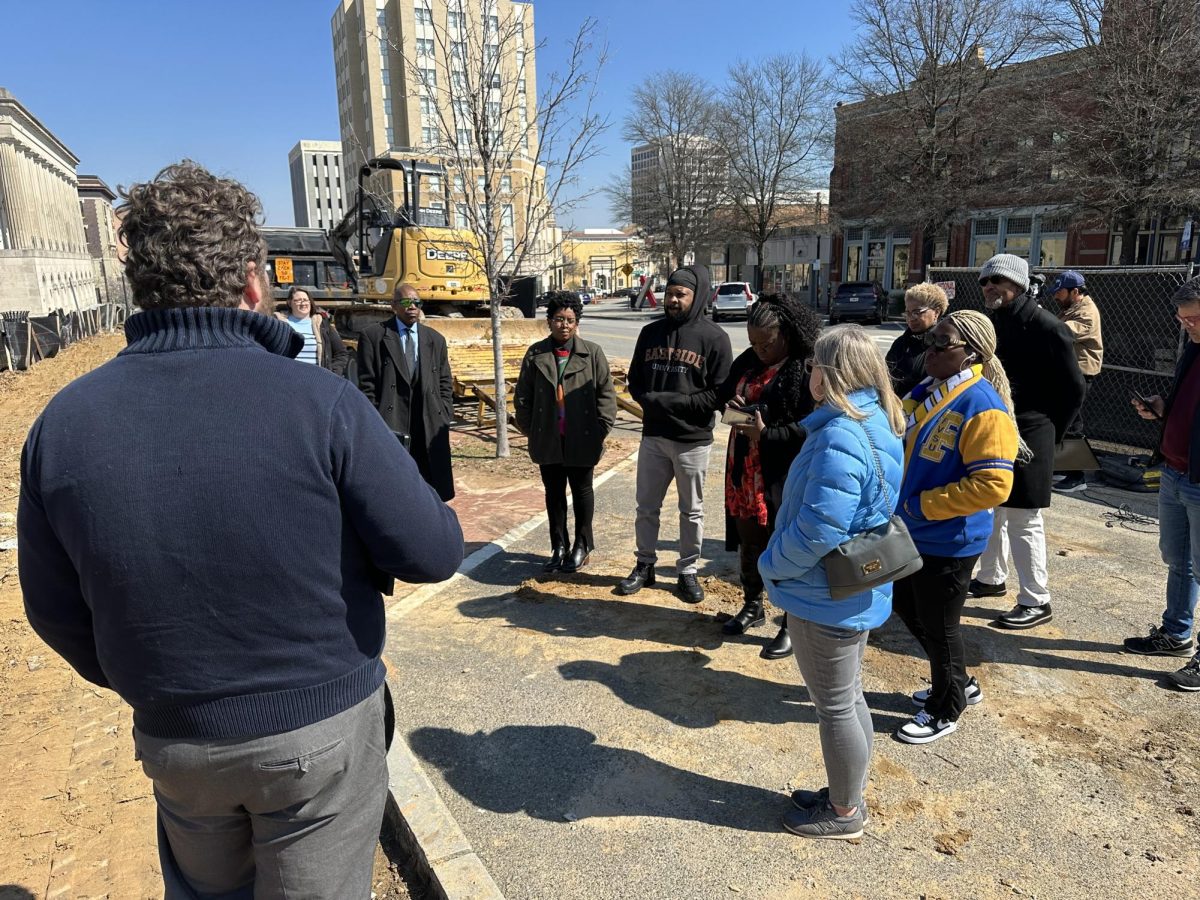 During its February meeting, new and old members of the Friends of Rosa Parks Square Board get an update on construction from Alex Morrison, Macon-Bibb County's director of planning and public spaces.