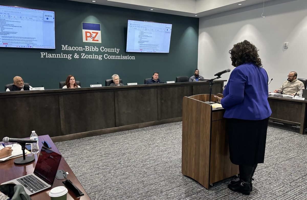 Former Macon-Bibb County commissioner Elaine Lucas addresses the Macon-Bibb County Planning & Zoning Commission under a new public  comment policy that does not require advanced notice to speak. 