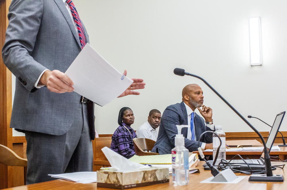 Teausha Tanskley and Arthur Anthony, parents to Arbrie Anthony, sit behind their attorney on Oct. 23, 2024, as they listen to arguments in favor of sovereign immunity for the Augusta Housing Authority. Arbrie, 8, was killed in 2022 on public housing property.