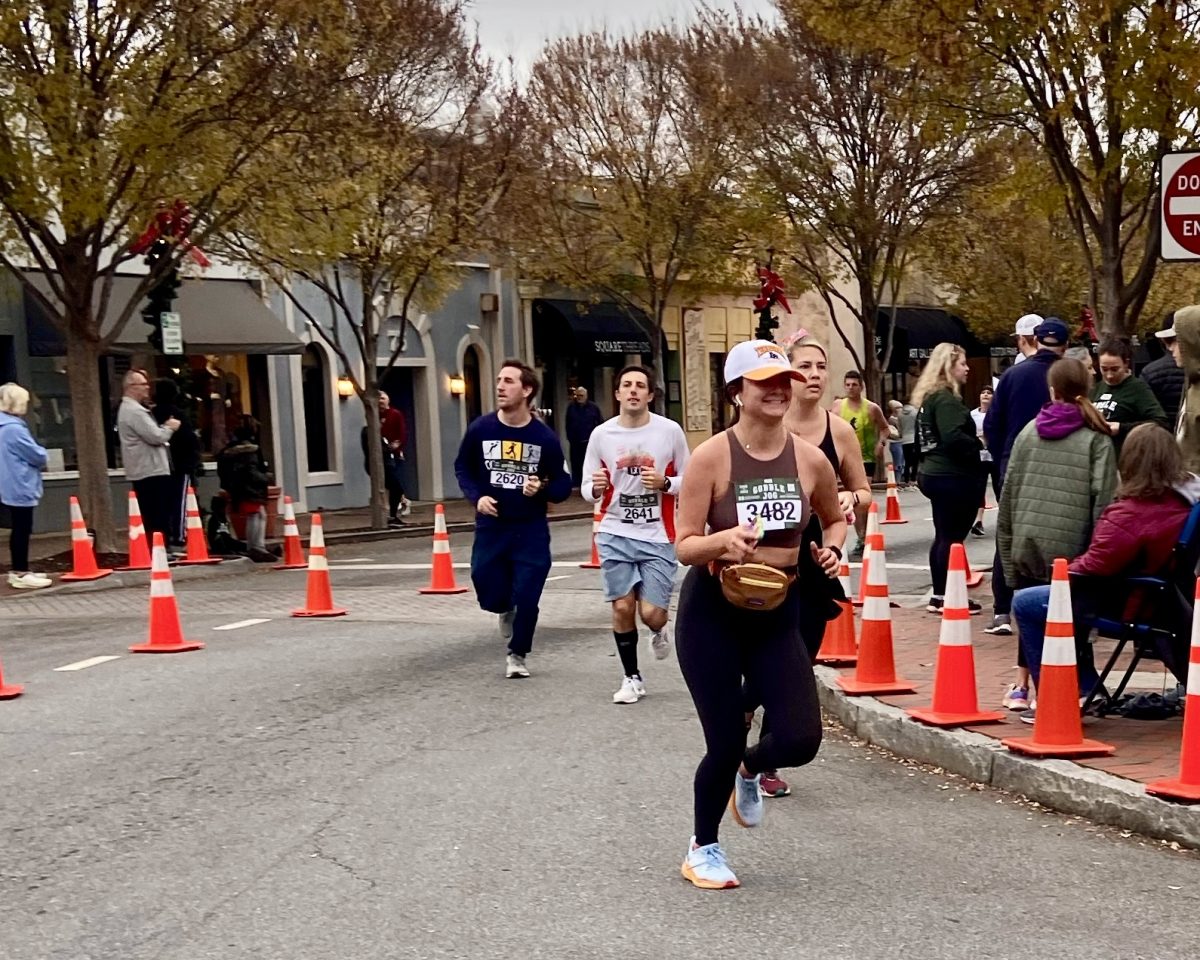 Runners and on-lookers gather at the Marietta Gobble Jog on November 24, 2022.