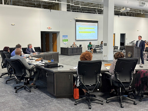 Chief Financial Officer Eric Bush presents information during a FY2025 Budget Work Session.