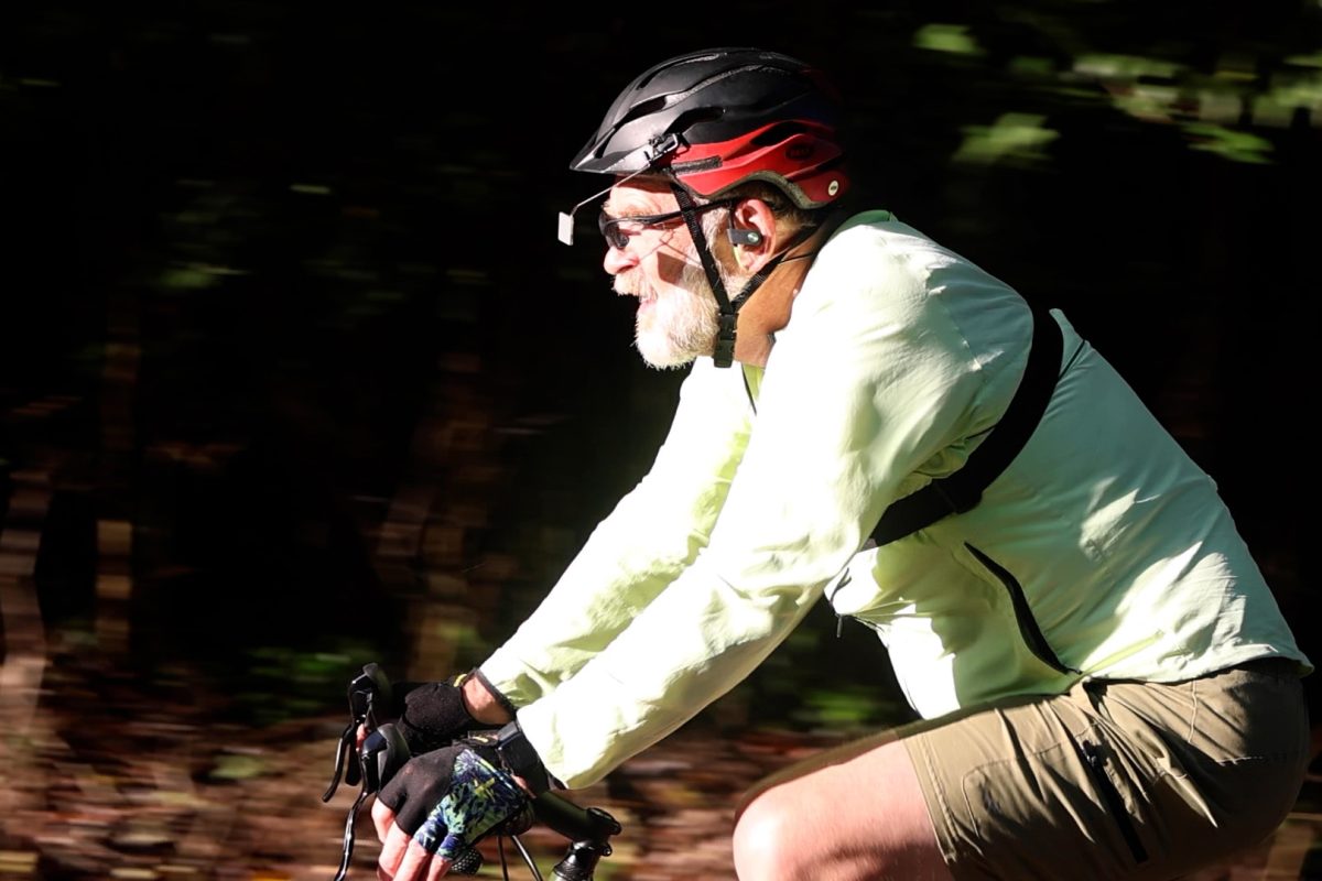 Jeffrey Hugdahl, Ph.D., commutes on his bike daily to work at Mercer University where he is professor of Chemistry/. Hugdahl only has one street with a bike lane on his nearly 30-minute commute. 