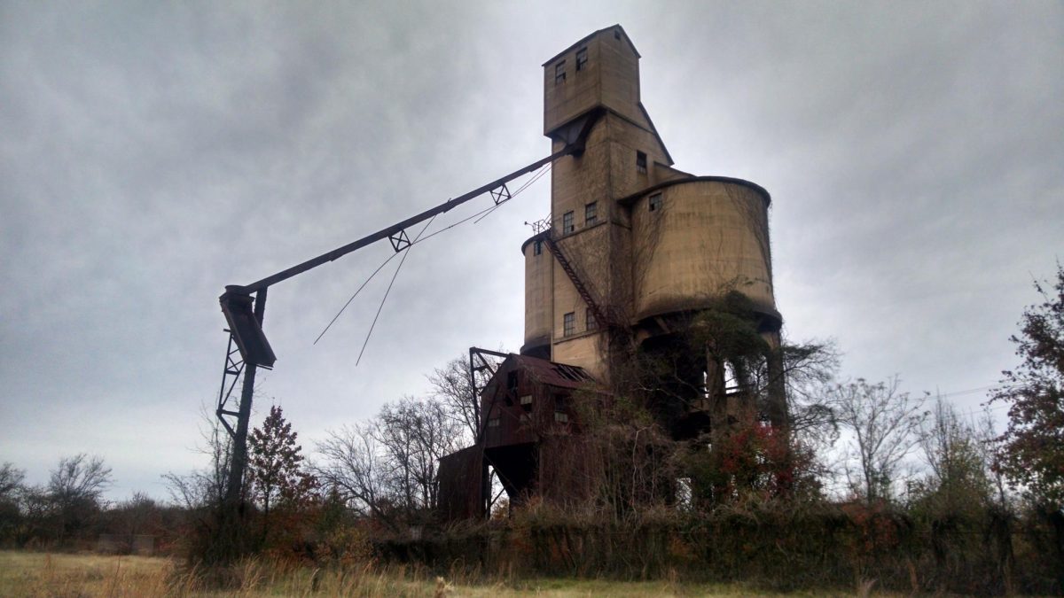 A former coal chute stands in what was once a thriving Black community known as Tybee. October 2015.