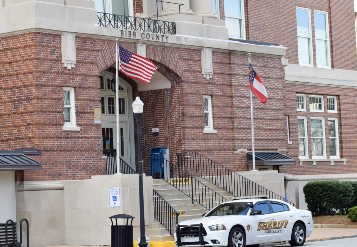 Front steps of the Bibb County Courthouse located at 601 Mulberry Street in downtown Macon, Georgia.