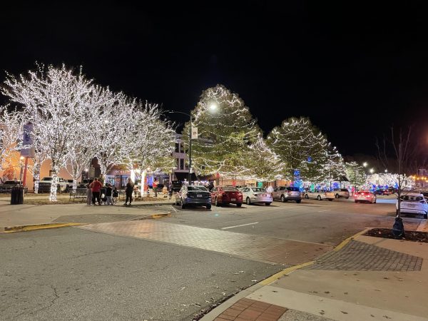 Some of the lights in Downtown Macon that will be part of the Macon Christmas Light Extravaganza are lit up in the evenings prior to the event. Nov. 24, 2025.