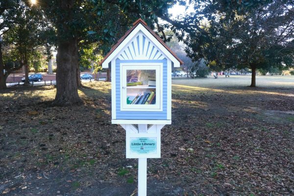The Little Free Library in Tattnall Square Park was refurbished in 2026. The little libraries are a place for people to share books.
