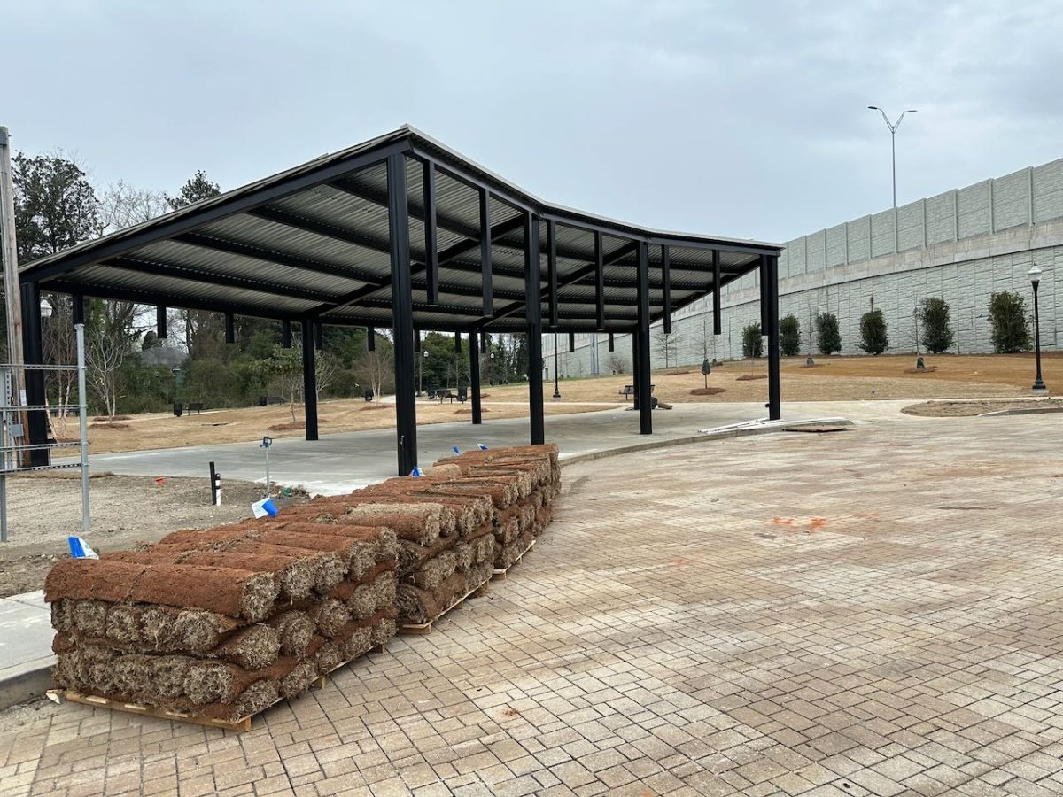 Sod awaits installation in Linear Park's upgrade as Macon-Bibb County's Urban Development Authority works to lure people to the public space in Pleasant Hill. 