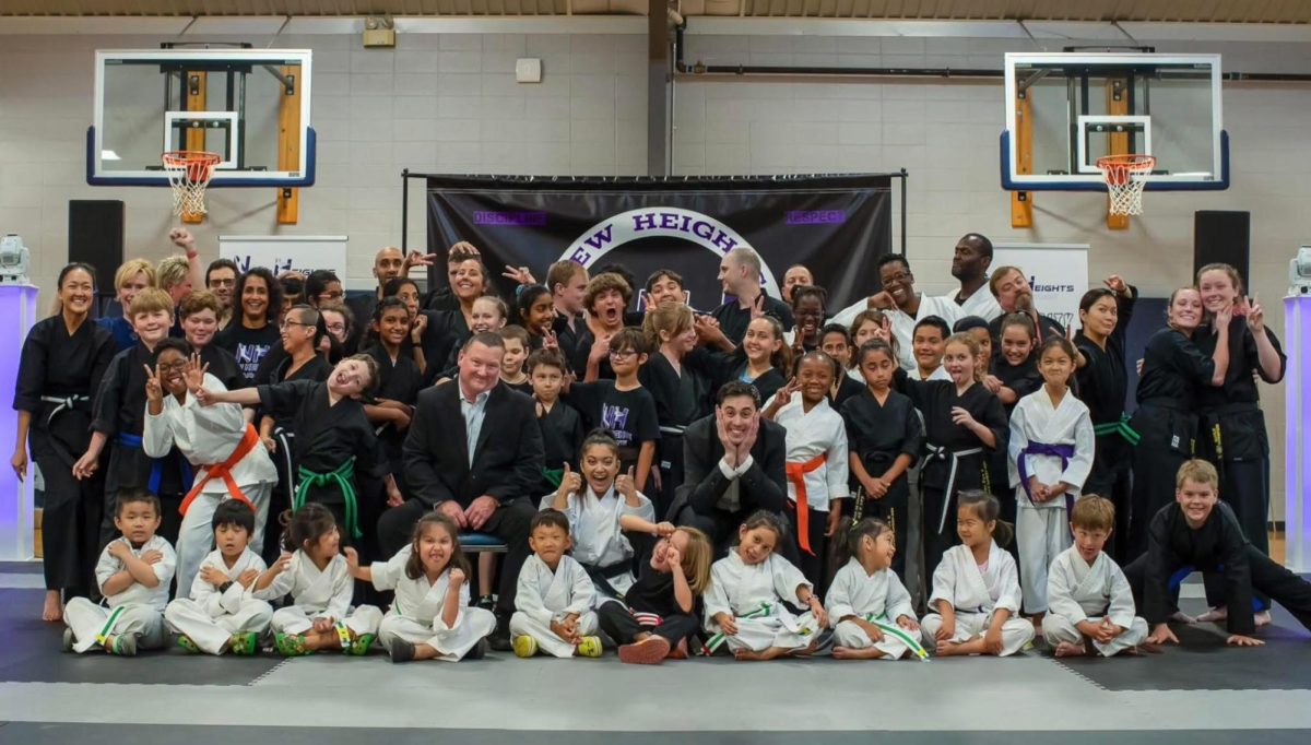 New Heights Karate studio poses for a group picture. 
