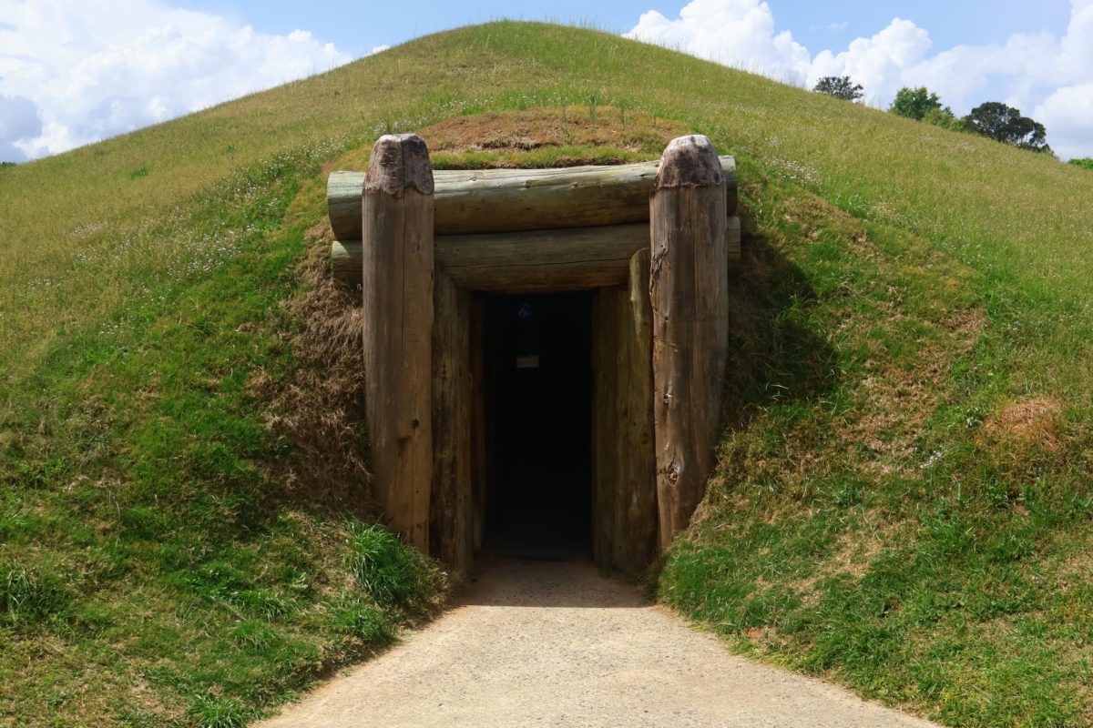 Earth Lodge Entrance at the Ocmulgee Mounds National Historical Park in Macon, Ga.