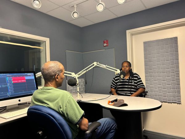 Carl Fambro owner of Francar's Buffalo Wings and longtime friend and former classmate Shirley Lawson discuss the realities of growing up in Macon and attending school pre and post integration of public schools in an interview inside of GPB station in Macon Ga.