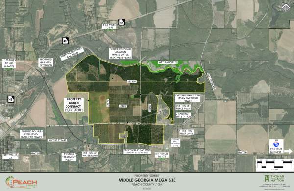 This 2022 Map shows the Middle Georgia MegaSite when the Georgia Department of Economic Development helped Peach County's Development Authority acquire the land. 